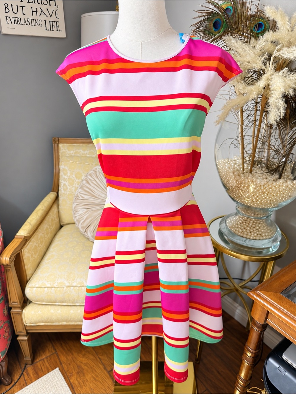 Ted Baker London Ted Baker Mayya Pink Pier Candy Stripe Fit & Flare Dress